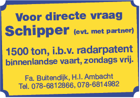 Voor directe vraag Schipper Voor directe vraag Schipper