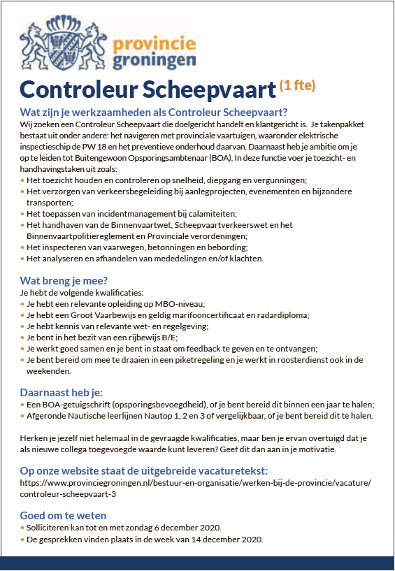 Controleur Scheepvaart Controleur Scheepvaart