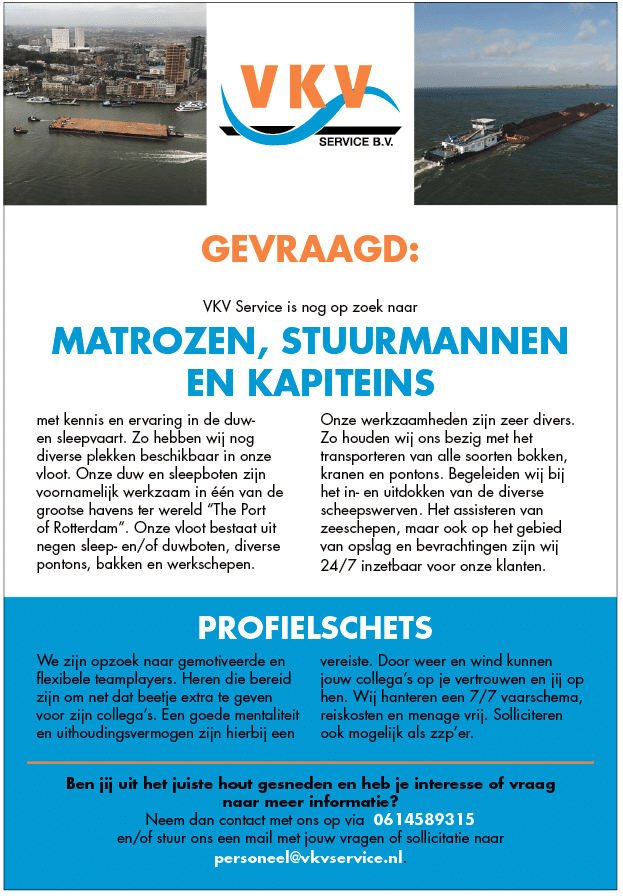 Gevraagd: matrozen, stuurmannen en kapiteins Gevraagd: matrozen, stuurmannen en kapiteins