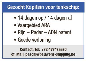 Gezocht Kapitein voor tankschip Gezocht Kapitein voor tankschip